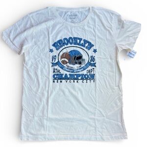 Golden Hour from Nordstrom Blue White NYC Brooklyn Graphic Tee::NWT::